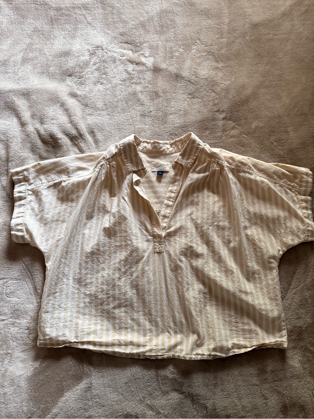 Universal Thread Cream and White Striped Relaxed Tunic Top
